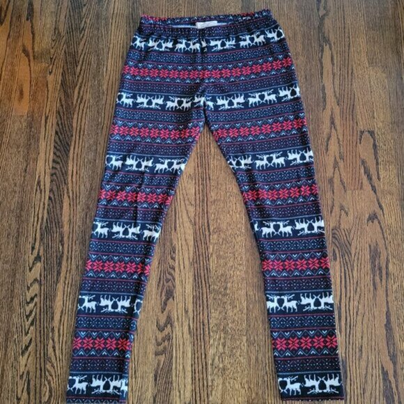 Pink Rose Holiday Tights Reindeer Print Leggings - Picture 5 of 11
